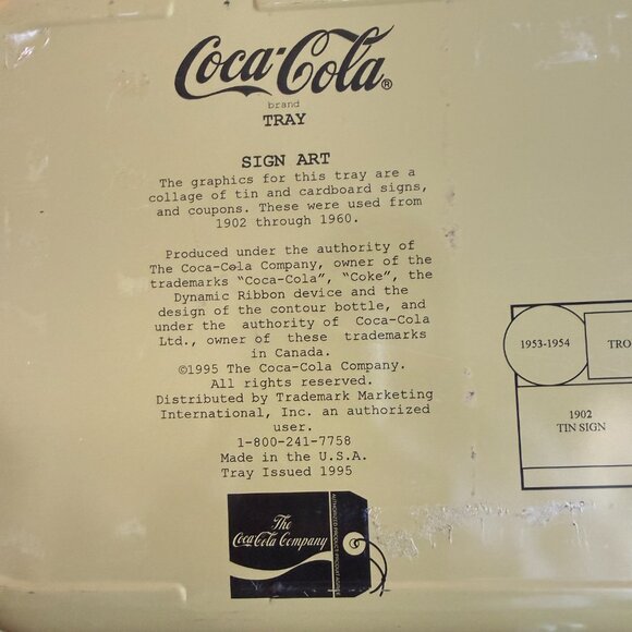 1995 Black Metal Coca Cola Tray Featuring a Collage of Vintage Advertisements - Picture 7 of 13
